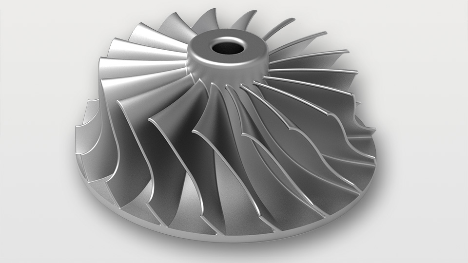 GO 5-Axis Milling with part and toolpaths in the GibbsCAM