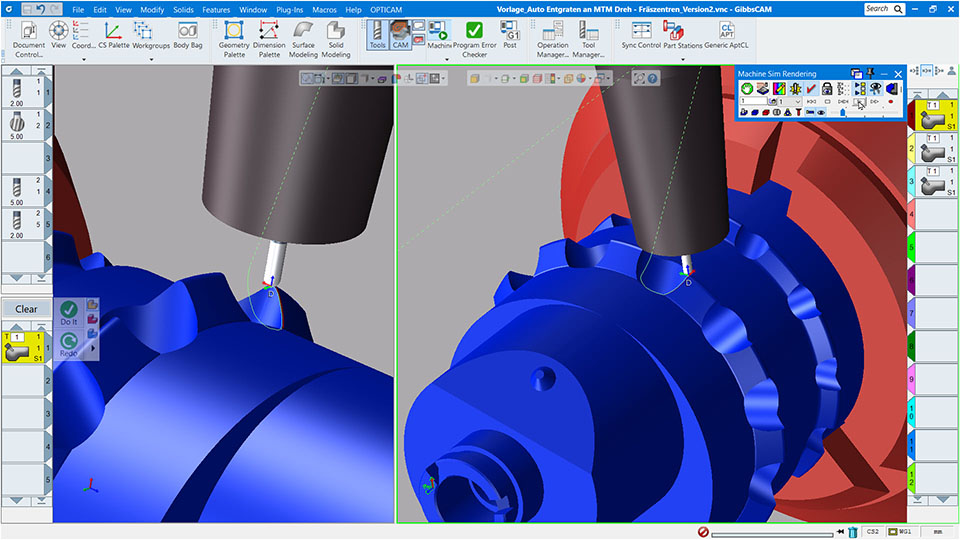 Deburring automatic 5-axis in the GibbsCAM