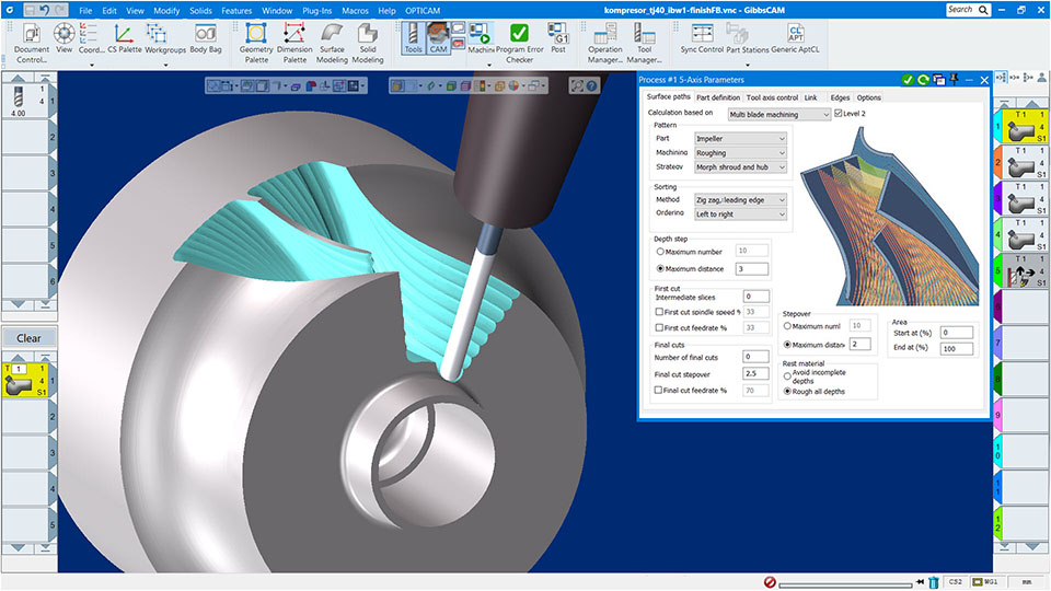 Roughing 5-axis of part multiblade