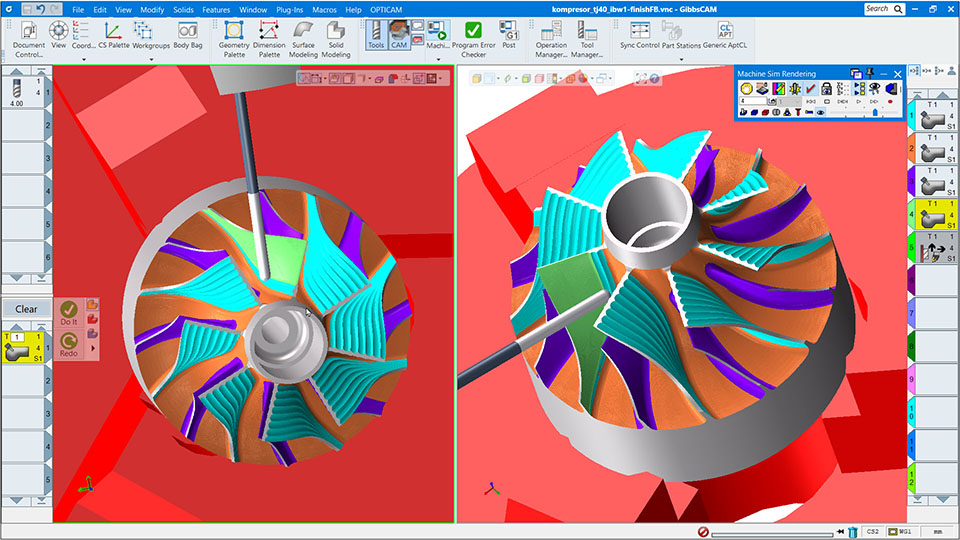 Finishing 5-axis of part multiblade