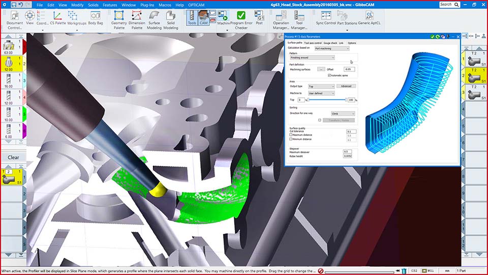 Porting 5-axis with caixa of dialog of parameters