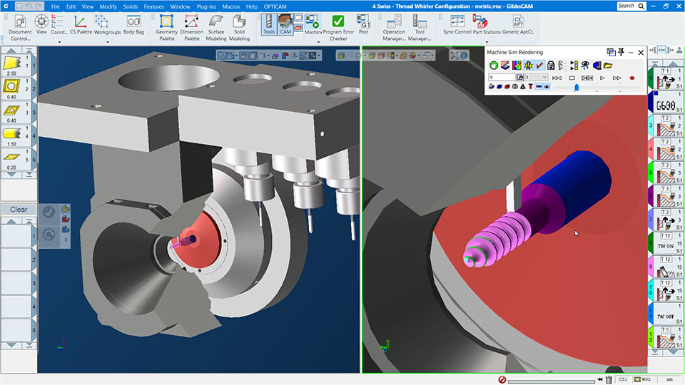 Configuração específica de máquina no GO Swiss Machining